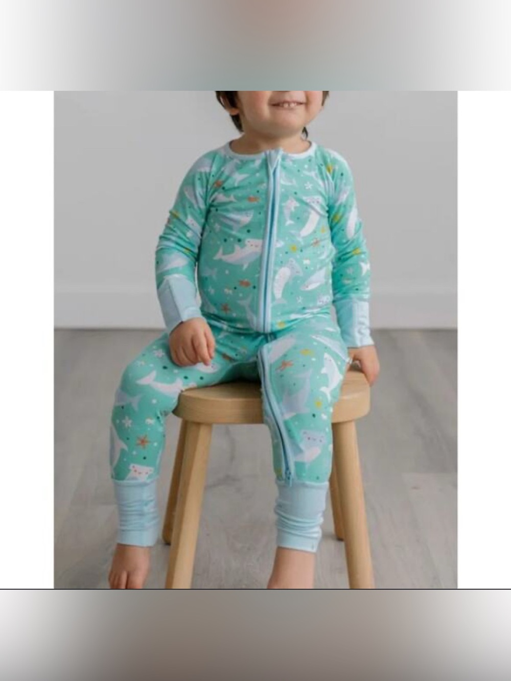 LIKE NEW Little Sleepies Shark Soiree zippy